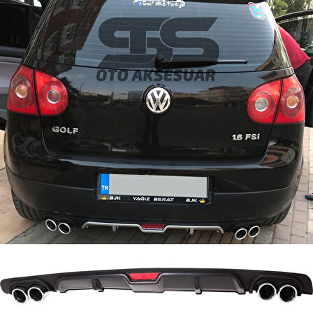 Volkswagen Golf 5 Difüzör Arka Tampon Eki 4 Egzoz Çıkışlı Siyah