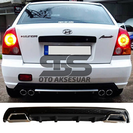 Hyundai Accent Admire Difüzör Arka Tampon Eki 2 Egzoz Çıkışlı Siyah Lüx Tip