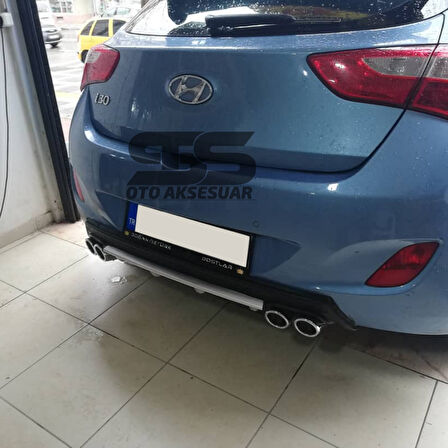 Hyundai i30 Difüzör Arka Tampon Eki 4 Egzoz Çıkışlı Gri Lüx Tip