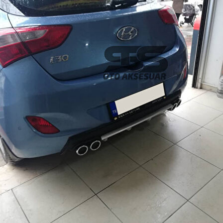 Hyundai i30 Difüzör Arka Tampon Eki 4 Egzoz Çıkışlı Gri Lüx Tip