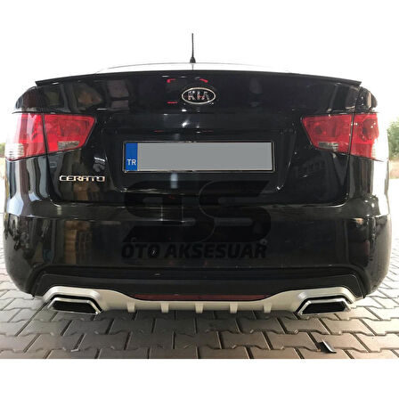 Kia Cerato Difüzör Arka Tampon Eki 2 Egzoz Çıkışlı Gri Reflektörlü