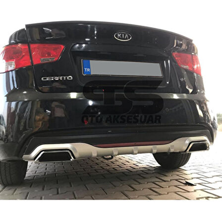 Kia Cerato Difüzör Arka Tampon Eki 2 Egzoz Çıkışlı Gri Reflektörlü