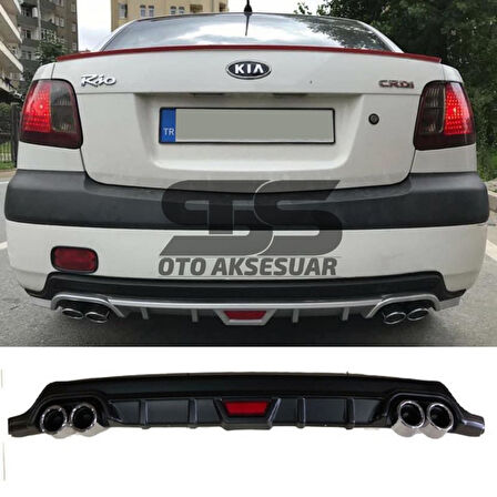 Kia Rio Difüzör Arka Tampon Eki 4 Egzoz Çıkışlı Siyah Tip