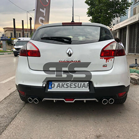 Renault Megane 3 HB Difüzör Arka Tampon Eki 4 Egzoz Çıkışlı Gri