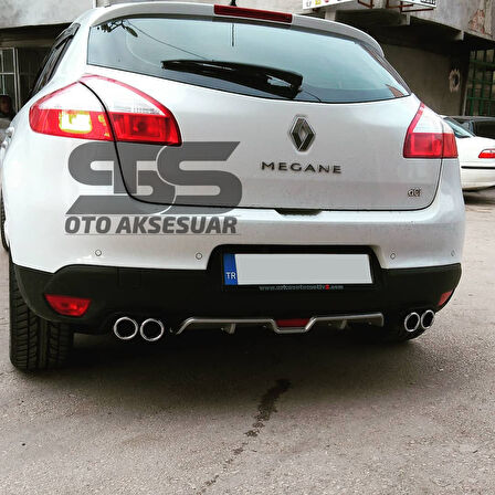 Renault Megane 3 HB Difüzör Arka Tampon Eki 4 Egzoz Çıkışlı Gri