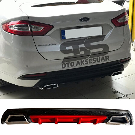 Ford Mondeo MK4 Difüzör Arka Tampon Eki 2 Egzoz Çıkışlı Kırmızı Lüx Tip