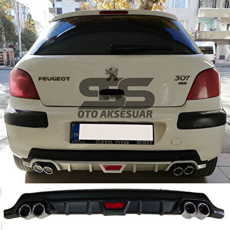 Peugeot 307 Difüzör Arka Tampon Eki 4 Egzoz Çıkışlı Siyah Tip