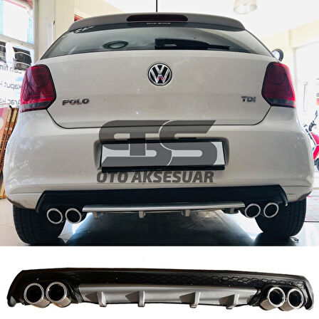 Volkswagen Polo MK5 Difüzör Arka Tampon Eki 4 Egzoz Çıkışlı Gri Lüx Tip