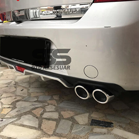 Renault Symbol Difüzör Arka Tampon Eki 4 Egzoz Çıkışlı Gri