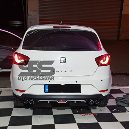 Seat İbiza Difüzör Arka Tampon Eki 4 Egzoz Çıkışlı Gri