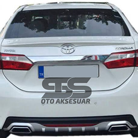 Toyota Corolla 2013-2018 Difüzör Arka Tampon Eki 2 Egzoz Çıkışlı Gri Reflektörlü