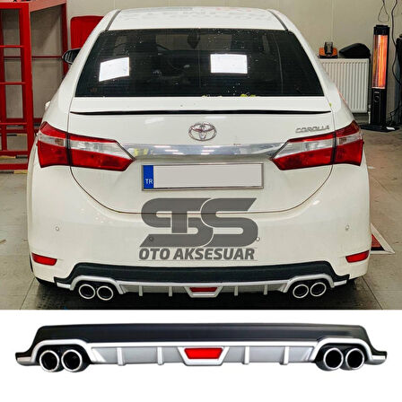 Toyota Corolla 2013-2018 Difüzör Arka Tampon Eki 4 Egzoz Çıkışlı Gri Tip