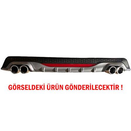 Renault Clio 2 Sedan Difüzör Arka Tampon Eki 4 Egzoz Çıkışlı Gri Reflektörlü