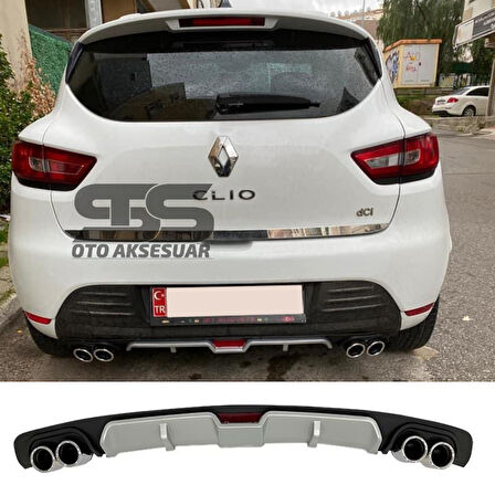 Renault Clio 4 Difüzör Arka Tampon Eki 4 Egzoz Çıkışlı Gri