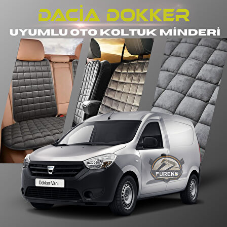 Dacia Dokker Antrasit Renk Tay Tüyü Cepli & Terletmez Sırtlı Oto Koltuk Minder Seti - Koltuk Koruma Kılıfı (ÖN & ARKA TAM SET)