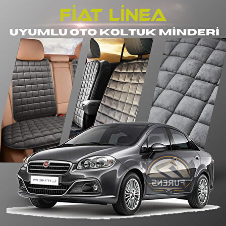 Fiat Linea Antrasit Renk Tay Tüyü Cepli & Terletmez Sırtlı Oto Koltuk Minder Seti - Koltuk Koruma Kılıfı (ÖN & ARKA TAM SET)