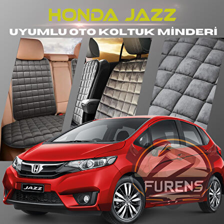 Honda Jazz Antrasit Renk Tay Tüyü Cepli & Terletmez Sırtlı Oto Koltuk Minder Seti - Koltuk Koruma Kılıfı (ÖN & ARKA TAM SET)