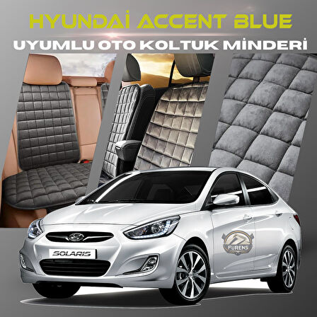 Hyunda Accent Blue Antrasit Renk Tay Tüyü Cepli & Terletmez Sırtlı Oto Koltuk Minder Seti - Koltuk Koruma Kılıfı (ÖN & ARKA TAM SET)