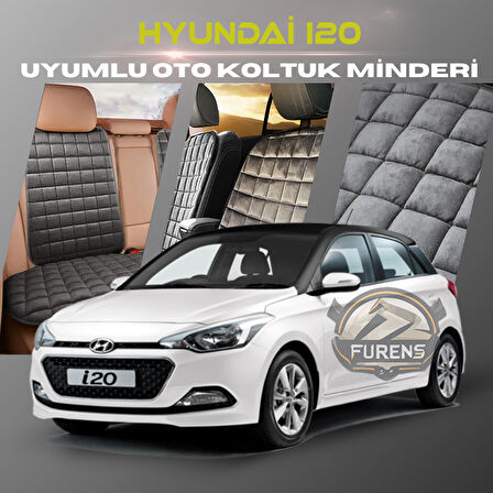 Hyundai İ20 Antrasit Renk Tay Tüyü Cepli & Terletmez Sırtlı Oto Koltuk Minder Seti - Koltuk Koruma Kılıfı (ÖN & ARKA TAM SET)