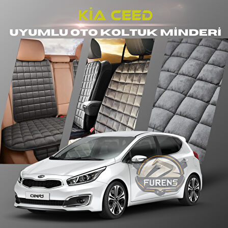 Kia Ceed Antrasit Renk Tay Tüyü Cepli & Terletmez Sırtlı Oto Koltuk Minder Seti - Koltuk Koruma Kılıfı (ÖN & ARKA TAM SET)