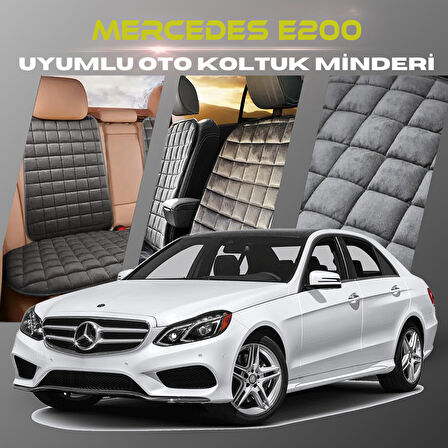 Mercedes E200 Antrasit Renk Tay Tüyü Cepli & Terletmez Sırtlı Oto Koltuk Minder Seti - Koltuk Koruma Kılıfı (ÖN & ARKA TAM SET)