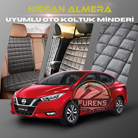 Nissan Almera Antrasit Renk Tay Tüyü Cepli & Terletmez Sırtlı Oto Koltuk Minder Seti - Koltuk Koruma Kılıfı (ÖN & ARKA TAM SET)