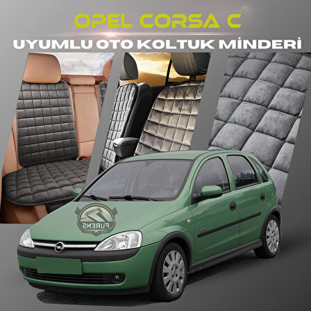 Opel Corsa C Antrasit Renk Tay Tüyü Cepli & Terletmez Sırtlı Oto Koltuk Minder Seti - Koltuk Koruma Kılıfı (ÖN & ARKA TAM SET)