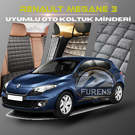 Renault Megane 3 Antrasit Renk Tay Tüyü Cepli & Terletmez Sırtlı Oto Koltuk Minder Seti - Koltuk Koruma Kılıfı (ÖN & ARKA TAM SET)