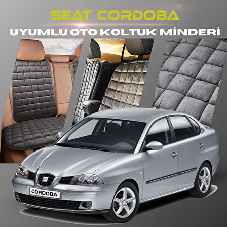 Seat Cordoba Antrasit Renk Tay Tüyü Cepli & Terletmez Sırtlı Oto Koltuk Minder Seti - Koltuk Koruma Kılıfı (ÖN & ARKA TAM SET)