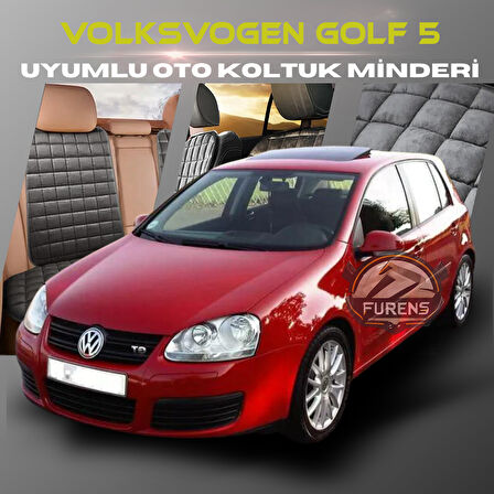 Volksvogen Golf 5 Antrasit Renk Tay Tüyü Cepli & Terletmez Sırtlı Oto Koltuk Minder Seti - Koltuk Koruma Kılıfı (ÖN & ARKA TAM SET)