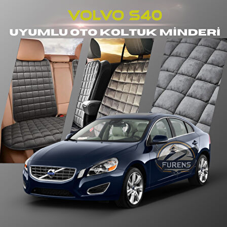 Volvo S40 Antrasit Renk Tay Tüyü Cepli & Terletmez Sırtlı Oto Koltuk Minder Seti - Koltuk Koruma Kılıfı (ÖN & ARKA TAM SET)
