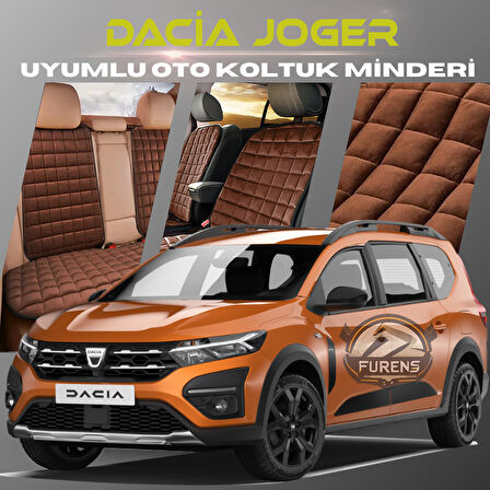 Dacia Joger Kahverengi Renk Tay Tüyü Cepli & Terletmez Sırtlı Oto Koltuk Minder Seti - Koltuk Koruma Kılıfı (ÖN & ARKA TAM SET)