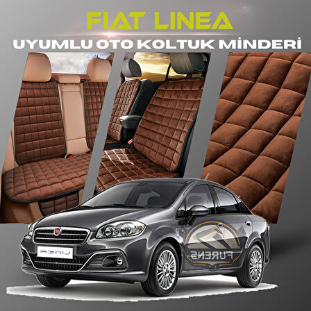 Fiat Linea Kahverengi Renk Tay Tüyü Cepli & Terletmez Sırtlı Oto Koltuk Minder Seti - Koltuk Koruma Kılıfı (ÖN & ARKA TAM SET)