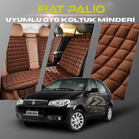 Fiat Palio Kahverengi Renk Tay Tüyü Cepli & Terletmez Sırtlı Oto Koltuk Minder Seti - Koltuk Koruma Kılıfı (ÖN & ARKA TAM SET)