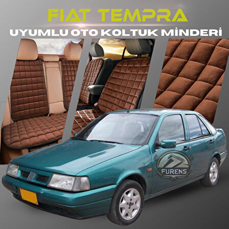 Fiat Tempra Kahverengi Renk Tay Tüyü Cepli & Terletmez Sırtlı Oto Koltuk Minder Seti - Koltuk Koruma Kılıfı (ÖN & ARKA TAM SET)