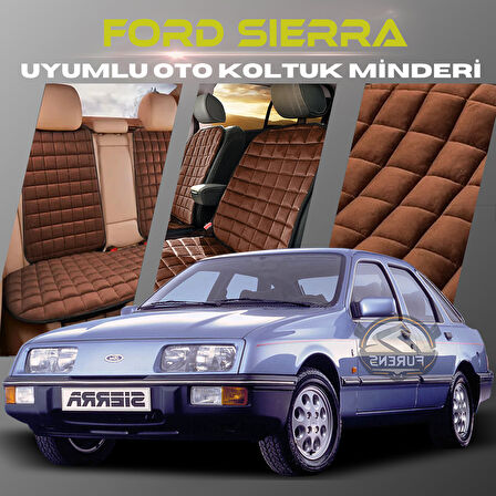 Ford Sierra Kahverengi Renk Tay Tüyü Cepli & Terletmez Sırtlı Oto Koltuk Minder Seti - Koltuk Koruma Kılıfı (ÖN & ARKA TAM SET)