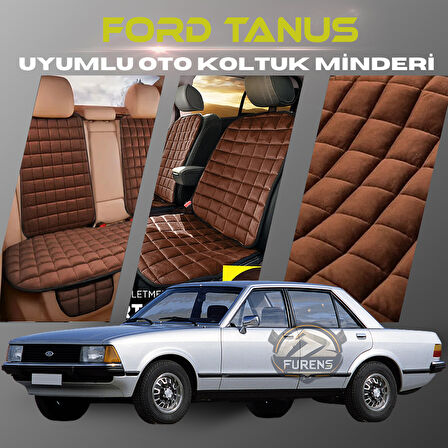 Ford Tanus Kahverengi Renk Tay Tüyü Cepli & Terletmez Sırtlı Oto Koltuk Minder Seti - Koltuk Koruma Kılıfı (ÖN & ARKA TAM SET)