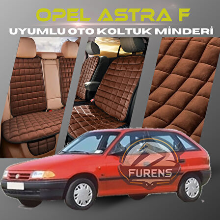 Opel Astra F Kahverengi Renk Tay Tüyü Cepli & Terletmez Sırtlı Oto Koltuk Minder Seti - Koltuk Koruma Kılıfı (ÖN & ARKA TAM SET)
