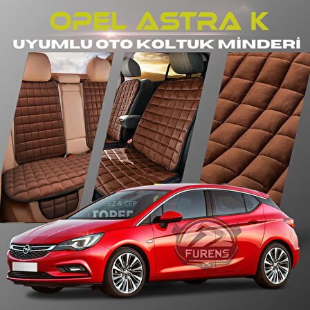 Opel Astra K Kahverengi Renk Tay Tüyü Cepli & Terletmez Sırtlı Oto Koltuk Minder Seti - Koltuk Koruma Kılıfı (ÖN & ARKA TAM SET)