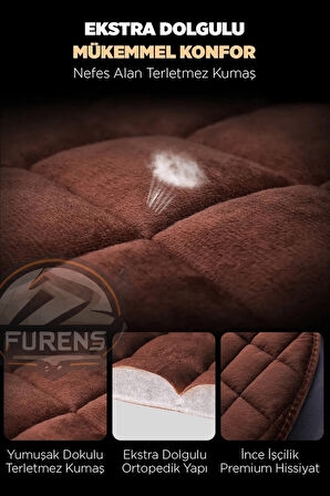 Peugeot 208 Kahverengi Renk Tay Tüyü Cepli & Terletmez Sırtlı Oto Koltuk Minder Seti - Koltuk Koruma Kılıfı (ÖN & ARKA TAM SET)