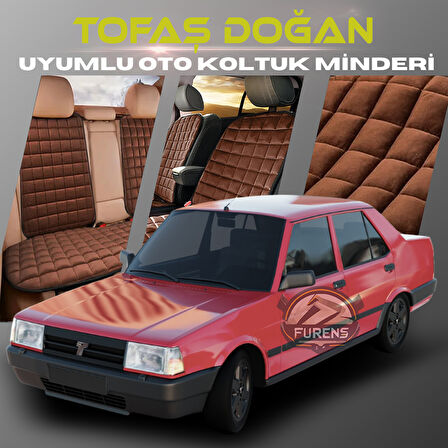 Tofaş Doğan Kahverengi Renk Tay Tüyü Cepli & Terletmez Sırtlı Oto Koltuk Minder Seti - Koltuk Koruma Kılıfı (ÖN & ARKA TAM SET)