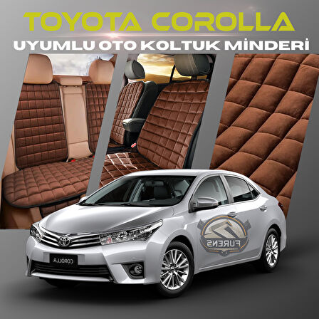 Toyota Corolla Kahverengi Renk Tay Tüyü Cepli & Terletmez Sırtlı Oto Koltuk Minder Seti - Koltuk Koruma Kılıfı (ÖN & ARKA TAM SET)