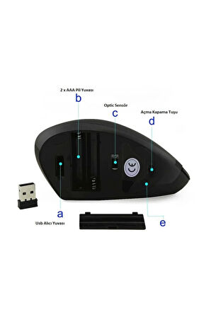 Kablosuz Ergonomik Dikey Mouse 80012001600 DPI