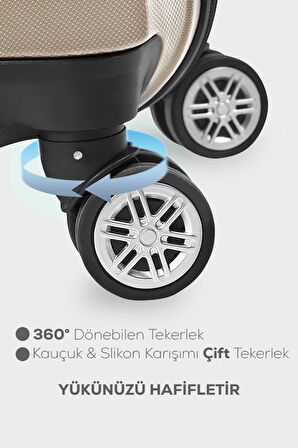 Spring Model Gold Rrenk 3'lü Valiz Seti Gold Kabin - Orta - Büyük