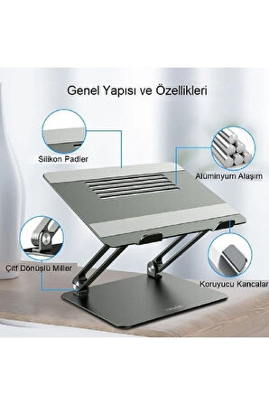 Full Alüminyum Ayarlanabilir MacBook Laptop Standı 10-17 inç