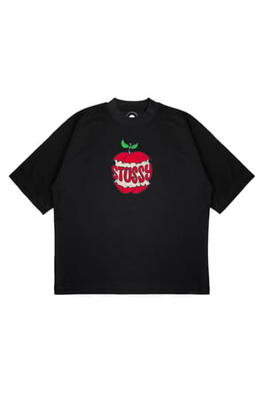 Unisex Oversize STUSSY ELMA LOGO Baskılı Boxy Fit Kalın Kumaşlı (240gsm) T-shirt