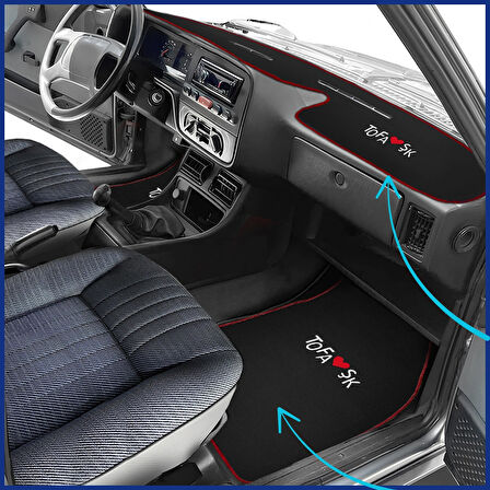 Tofaş Şahin Doğan Kartal Oto Halı Paspas Seti + Yüksek Torpido Koruma Kaplama Halısı