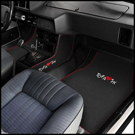  Tofaş Şahin Doğan Kartal Siyah Vites Orta Konsol Yan Kaplama Halısı & Oto Halı Paspas Seti – Nakışlı