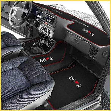 Tofaş Şahin Doğan Kartal Siyah Vites Orta Konsol Yan Kaplama Halısı & Oto Halı Paspas Seti – Nakışlı