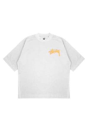 Unisex Oversize STUSSY METAL ZAR Baskılı Boxy Fit Kalın Kumaşlı (240gsm) T-shirt